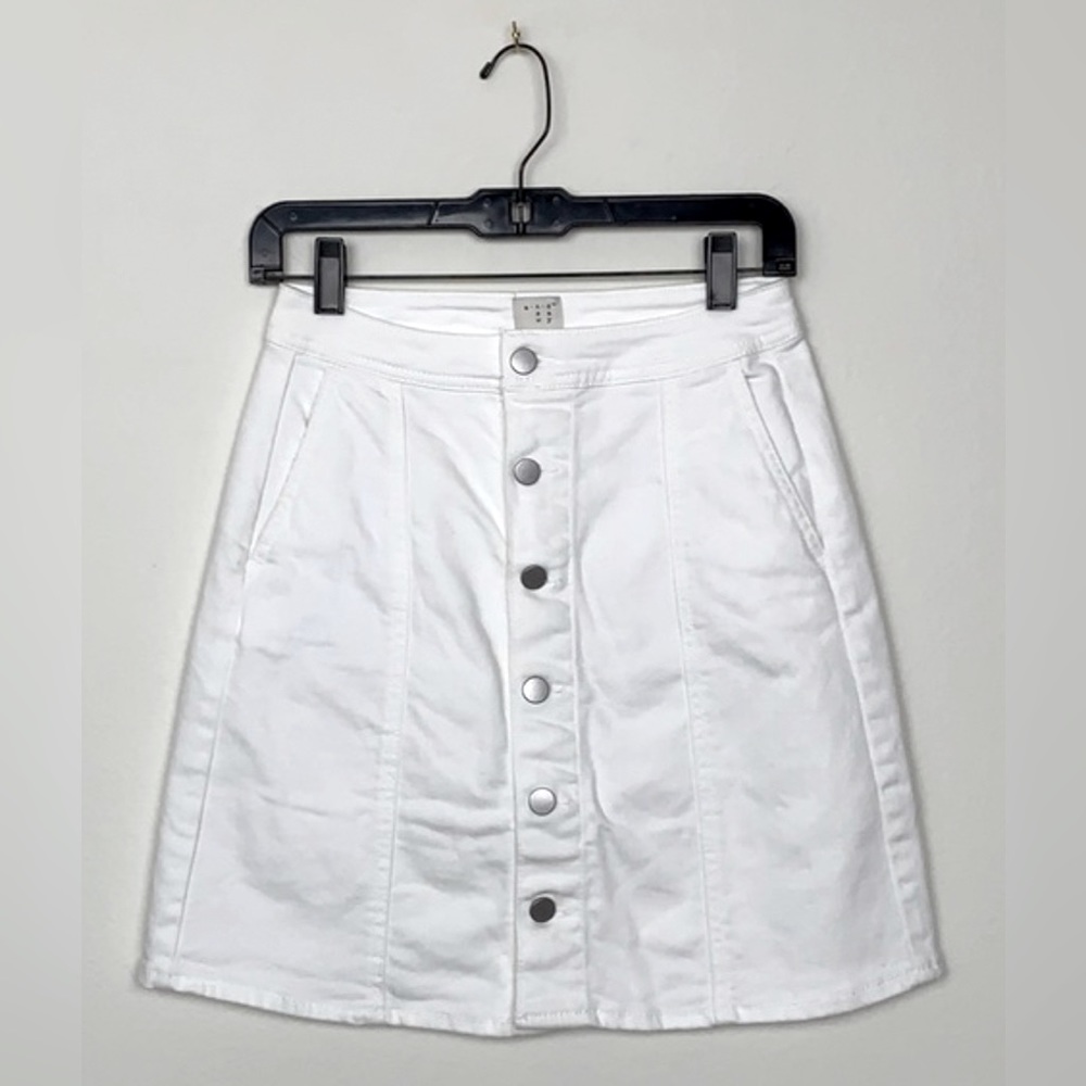 White Button Down High Waist Mini Skirt